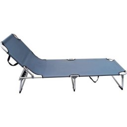 Transat de jardin - bain de soleil en aluminium et textilène - Gris Maxxgarden