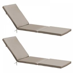 Lot de 2 coussins bain de soleil polyester taupe 186x53x5 cm - Taupe