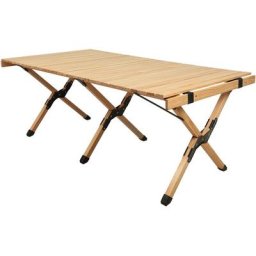 Aqrau Table de Jardin Pliante 120 x 60 cm, Bois naturel, Table Basse Carrée Pliable Extérieur