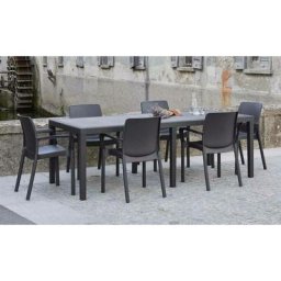 Table d'extérieur rectangulaire extensible, Made in Italy, couleur anthracite, Dimensions 150 x 72