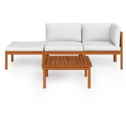 Salon de jardin 4 pcs avec coussins Crème Bois d'acacia solide Vidaxl n/a