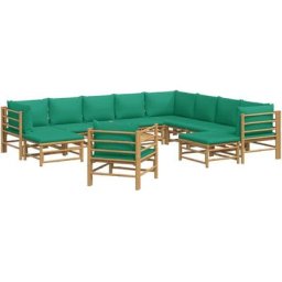 Salon de jardin 12 pcs avec coussins vert bambou Vidaxl n/a