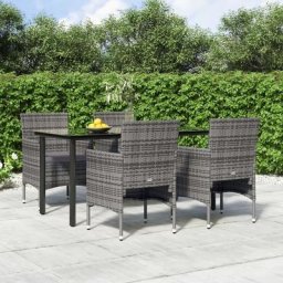 Ensemble Table et Chaise de Jardin avec coussins 5 pcs - Ensemble Table à manger + 4 chaises
