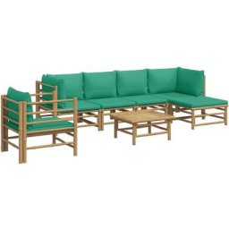 Salon de jardin 7 pcs avec coussins vert bambou Vidaxl n/a