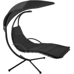 Tectake - Transat suspendu Maja - bain de soleil, lit suspendu, balancelle de jardin - noir