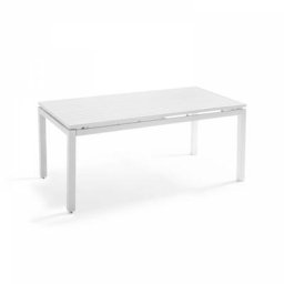 Table de jardin à rallonge extensible en aluminium blanc - Blanc