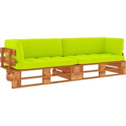 Canapé palette 2 places et coussins Pin imprégné de marron miel Vidaxl Vert vif