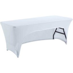 Mobeventpro - Nappe housse avec ouverture pour table pliante 180cm blanche - Blanc