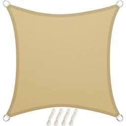 Voile d'Ombrage Carré, 3 x 3 m, pes, pour Jardin, Protection Solaire, Coupe-Vent, Résistant à la