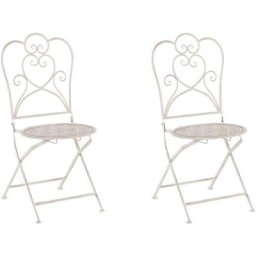 Lot de 2 Chaises de Jardin ou Terrasse de Type Bistrot Pliantes en Métal Beige Design Classique et