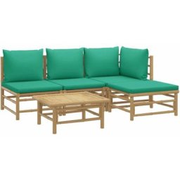 Salon de jardin 5 pcs avec coussins vert bambou Vidaxl n/a