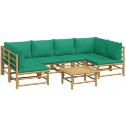Salon de jardin 7 pcs avec coussins vert bambou Vidaxl n/a
