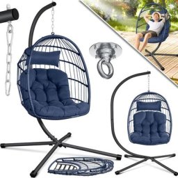 Fauteuil suspendu effet jungle avec structure en acier Panier suspendu avec grand coussin +