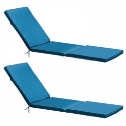 Lot 2 coussins bain de soleil polyester bleu 186x53x5 cm - Bleu