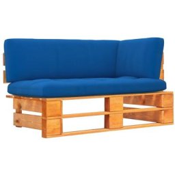 Canapé d'angle palette de jardin Marron miel Bois pin imprégné Vidaxl Bleu royal