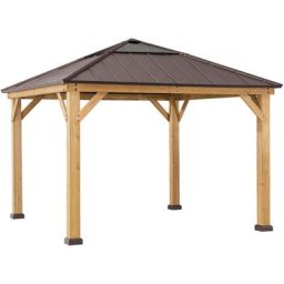 Tonnelle en cèdre pirin marron - 336cm x 336cm