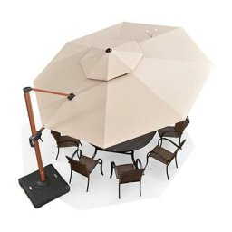 Purple Leaf - Parasol Déporté 3.65 m Rond, Grain de Bois en Aluminium Parasol De Jardin Exterieur