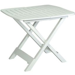 Table pliante en résine blanche 79x72x70 cm.