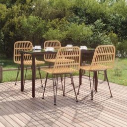 Ensemble Table et Chaise de Jardin Ensemble à dîner de jardin 5 pcs Résine tressée 32583 - Brun