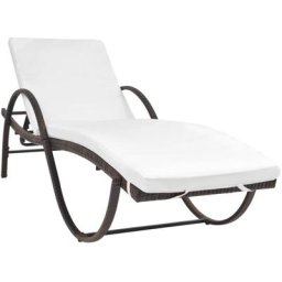 Maisonchic - Chaise longue | Bain de soleil Transat avec coussin Résine tressée Marron 67435 - Brun