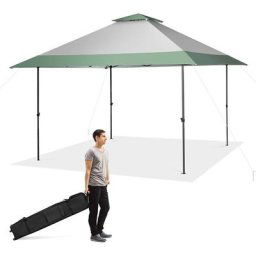 Tonnelle de Jardin Pliante Pop-Up 4 x 4 m 2 Auvents Sac à Roulettes 3 Hauteur Réglable Anti uv 50+