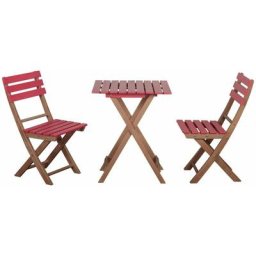 Outsunny - Ensemble bistro de jardin 3 pièces pliantes style colonial 2 chaises + table bois pin