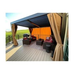 Purple Leaf - Pergola Aluminium 4x3m Pergola Bioclimatique avec Rideaux et Moustiquaire, Tonnelle