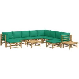 Salon de jardin 12 pcs avec coussins vert bambou vidaXL - N/A