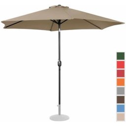 Uniprodo - Grand Parasol De Terrasse Jardin Hexagonal Inclinable 300 cm Taupe - Taupe