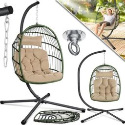 Fauteuil suspendu effet jungle avec structure en acier Panier suspendu avec grand coussin +