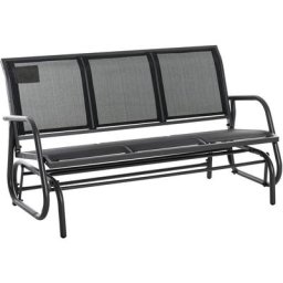 Banc à bascule de jardin 3 places design contemporain grand confort accoudoirs assise et dossier