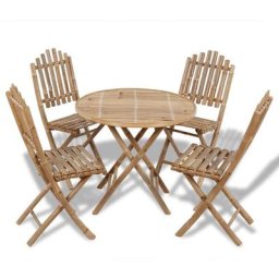 Mobilier à dîner d'extérieur pliable 5 pcs Bambou Vidaxl Brun