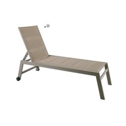 Lot de 2 Transats, Bain de Soleil Taupe Pampa Texaline Avec Mousse 2x1 Et Aluminium Multipositions