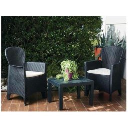 Dmora Set salon d’extérieur Foggia, Salon de jardin composé de 2 fauteuils et 1 table basse, Salon