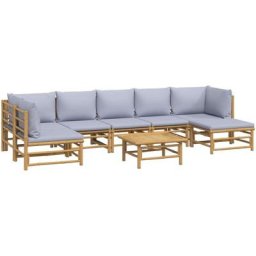 Salon de jardin 8 pcs avec coussins gris clair bambou Vidaxl n/a