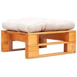 Repose-pied palette de jardin et coussin sable Marron miel Bois Vidaxl Marron et sable