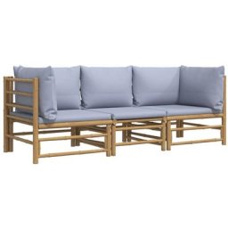 Salon de jardin 3 pcs avec coussins gris clair bambou Vidaxl n/a