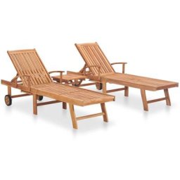 Chaises longues 2 pcs avec table Bois de teck solide Vidaxl n/a