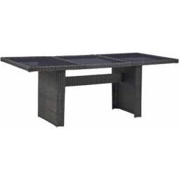Table à manger Noir 200x100x74 cm Verre et résine tressée Vidaxl Noir