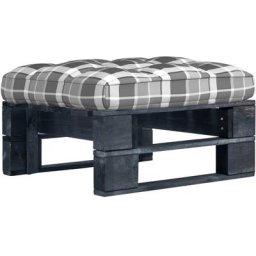 Pouf palette de jardin Bois de pin imprégné de noir Vidaxl Motif carreaux gris