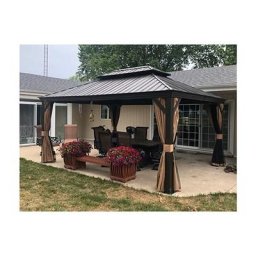Purple Leaf - Tonnelle de Jardin 3.65 x 4.85 m Tonnelle Aluminum avec Moustiquaire et Rideaux