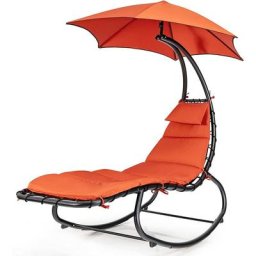 Bain de Soleil Transat Suspendu avec Pare-Soleil Hamac et Coussin/Balancelle de Jardin et Patio