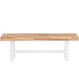 Banc de Jardin 3 Places en Bois d'Acacia Bois Clair et Blanc Traditionnel Scania - Bois clair