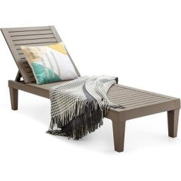 Bain de Soleil Inclinable Chaise Longue Dossier Réglable sur 5 Positions Charge 180KG Résistante
