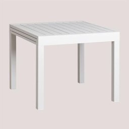 Table de jardin extensible rectangulaire en aluminium (90-180x90 cm) Starmi Sklum Blanc - Blanc