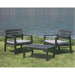 Dmora - Set salon d'extérieur Benevento, Salon de jardin composé de 2 fauteuils et 1 table basse,