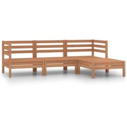 Salon de jardin 4 pcs Bois de pin massif Marron miel Vidaxl marron miel
