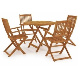 Ensemble Table et Chaise de Jardin 5 pcs - Mobilier à dîner d'extérieur pliable Bois d'acacia