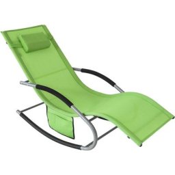 Sobuy - Bain de Soleil Chaise Longue Fauteuil à Bascule avec Appui-tête et Pochette latérale