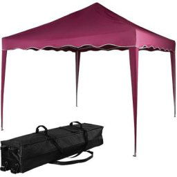 Instent - Structure de tonnelle pliante 3x3m acier basic, couleur rouge, avec sac de transport à